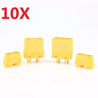 10 Pair Amass XT90+ Plug Connector Male & Female With Sheath for RC Drone Airplane Car Battery Cable