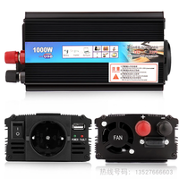 1000W Car Power Inverter 12V to 220V Converter DC to AC Inverter EU Plug Efficient Heat Dissipation for Outdoor Home Car