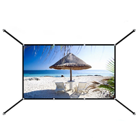 100/120 Inch V Buckle Extension Portable Projector Screen 16:9 4K Compatible 160° Wide Viewing Angle HD Outdoor Indoor E