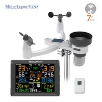 10.2" Solar-Powered Weather Station with Seven-in-One Outdoor Sensor Monitors Multiple Temperature and Humidity Channels