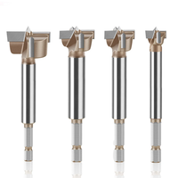 10mm to 50mm Professional Hexagonal Shank Woodworking Hinge Boring Bit Tungsten Carbide Blade Three-Tooth Double Blade D