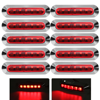 10PCS 12V 24V 6 LED Side Marker Lights Lamp Red for Truck Trailer Caravan Lorry Van