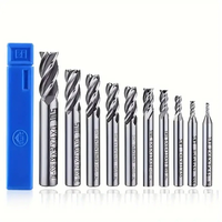 10PCS 4 Flutes End Mill Bits 2-12mm Straight Milling Cutter Straight Shank Drill Bits for Wood / Steel / Titanium