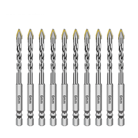 10PCS 6mm Hex Shank High-Strength Eccentric Twist Drill Bits Skewed Head 6mm Cutting Diameter for Tile/Glass/Metal/Wood/