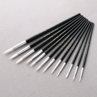 12 Pcs/Lot Paint Brush Different Size Black Short Rod White Nylon Hair Oil Painting Brushes Watercolor Acrylic Art Drawi