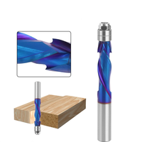 1/2" Shank Woodworking YK20 Carbide CNC Router Bit Blue Coated Compression Flush Trim Mill for Slotting and Trimming