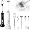 1200mAh Handheld Electric Egg Beater Coffee Milk Frother 3 Speeds Cordless Rechargeable Electric Milk Frother Handheld F