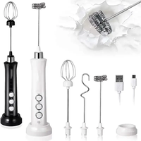 1200mAh Handheld Electric Egg Beater Coffee Milk Frother 3 Speeds Cordless Rechargeable Electric Milk Frother Handheld F