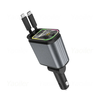 120W 4 in 1 Fast Charging Car Charger Retractable USB Charger with Ambient Light and 2 USB Ports Adapter Type C Apple Ch