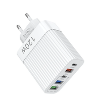 120W 5-Port USB PD Charger 3USB-A+2USB-C PD QC3.0 Fast Charging Wall Charger Adapter EU Plug US Plug for iPhone 15 14 13