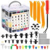 1240pcs Car Push Fixing Clips Automotive Fastener Kit 32 Size Nylon Fender Rivets with Cable Tie Fastener Removal Tools