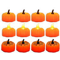 12PCS Mini Pumpkin Candles Flameless Candles Thanksgiving Pumpkin Tea Lights Pumpkin Candles Autumn Halloween Home Decor