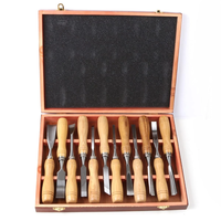 12Pcs Wood Chisel Set Cr-V Steel Blades Solid Wood Handles Sharp Beveled Edges Ideal for Carving Hardwood and Softwood