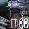 12V 24V Car Cup Holder Fan USB 2 IN 1 Car Cooling Fan 360° Adjustable Two Head with Car Cup Holder Expander Auto Electri