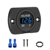 12V 24V Car Voltmeter LED Digital Display Panel Waterproof Waterproof Round Voltage Gauge with Terminals for Car Motorcy