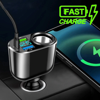 12V-24V Universal Car ChargerCar Fast Charge Adapter Socket 66W USB Phone Charger 360° Rotation for iPhone Samsung Xia