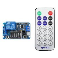 12V DC Infrared Remote Control Full-function Precision Delay Cycle Timing Relay Module with LED Digital Display with Rem