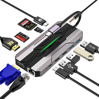 13-in-1 USB 3.0 Type-C Docking Station with USB2.0*2 USB3.0*2 USB-C Data PD100W USB-C 4K@30Hz HDMI 1080P@60Hz VGA 10/100