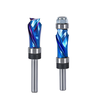 1/4 Inch 6.35mm Shank Nano Blue Coated Carbide Compression Flush Trim Router Bit Top and Bottom Bearing 1/2" Cutting Dia