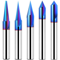 1/4 Inch Shank CNC Wood Carving Router Bits Set 15/20/30/60/90 Degree Engraving Bits 2 Flutes Straight CNC V-bit with Na