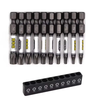 1/4 Screwdriver Bit Set 11pcs Magnetic Drill Bits Hex Shank Impact Driver Torx Cross Hex Plum Blossom Head White Grey