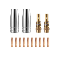 14Pcs 15AK Welding Torch Consumables 0.6mm 0.8mm 0.9mm 1.0mm 1.2mm MIG Torch Gas Nozzle Tip Holder of 15AK MIG MAG Weldi