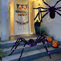 150cm Halloween Luminous Spider Plush Spider Outdoor Decoration Hanging Web Spider Purple Luminous Trick Scary Simulatio