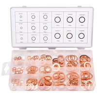 150PCS 15 Sizes Copper Metric Sealing Washers Assortment Set Flat Ring Sump Plug Oil Seal Gasket Sealing Washers Crush W