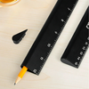 15cm/30cm Woodworking Black Marking Ruler Aluminum Alloy Water Droplet Ruler Drawing and Drawing with A Ruler Measuremen