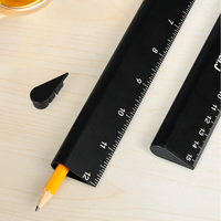 15cm/30cm Woodworking Black Marking Ruler Aluminum Alloy Water Droplet Ruler Drawing and Drawing with A Ruler Measuremen