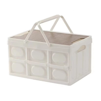 15L Folding Wooden Cover Storage Box PP Material White Space-Saving Design Home Office Organization Reliable and Stylish