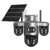 15MP HD V380 Pro Solar Powered PTZ Camera Three Lens Auto Tracking 10X Zoom Color Night Vision IP66 Wireless Outdoor Sec