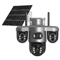 15MP HD V380 Pro Solar Powered PTZ Camera Three Lens Auto Tracking 10X Zoom Color Night Vision IP66 Wireless Outdoor Sec