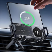 15W Dual Coil Fast Charing Car Wireless Charger Phone Holder Automatic Rotating Fold Screen Tand Air Vent Mount