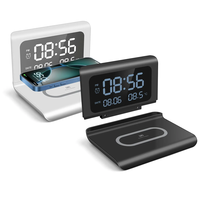 15W Wireless Charger Pad Stand with Alarm Clock and Thermometer Fast Charging Station for iPhone 16 16 Pro 15 14 13 Pro