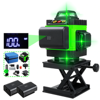 16 Lines 4D Laser Level,  Green Laser Line,  Self Leveling,  Horizontal Lines &360 Degree Vertical Cross with 1/2 Battery f