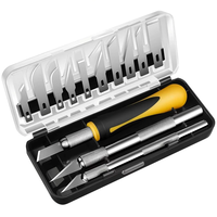 16PCS Craft Knife Set SK5 High Carbon Steel Precision Hobby Knife Art Knife Kit with 13 Blades Replaceable Handles for C