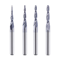 1/8 Inch Shank Tapered CNC Router Bits Ball Nose End Mill Set TiAIN Coated 2 Flute Cutting Tool for Carving Engraving Cu