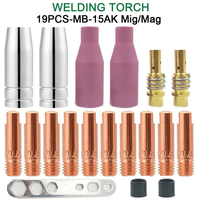 19Pcs 15AK For Binzel Torch Ceramic Nozzles Contact Tips Holders Mig Welder Consumable Accessories MB-15AK Mig Welding T