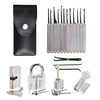 19PCS Locksmith Practice Lock Set with 4 Transparent Padlocks and 15 Precision Tableting Tools Spring Steel Durable with