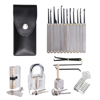 19PCS Locksmith Practice Lock Set with 4 Transparent Padlocks and 15 Precision Tableting Tools Spring Steel Durable with