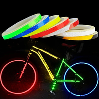 1cm*8m Bike Wheels Reflective Stickers Fluorescent Reflect Strip Adhesive Tape for MTB Bicycle-Yellow Style
