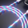 1M/2M USB-A to Type-C Glowing Cable Mobile Phone Charging Cables Tinned Copper Core Line with RGB Light for iPhone 16 16