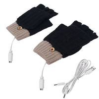 1Pair USB Electric Heated Gloves Fashion Cold Warm Heating Windproof Half Bare Finger Knit Gloves for Men and Women