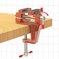 1PCS Upgraded Mini Aluminum Alloy Bench Table Clamp-on Vise Clamp Fixed Tool for Woodworking / Metalworking / Cutting Co