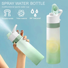 2-in-1 Sports Water Bottle with Built-in Mist Sprayer 650ml Portable Eco-friendly Hydration Fitness Bottle Easy Cleaning
