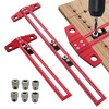 2 in 1 Woodworking Drilling Positioning Scribing Ruler Aluminum T Square Dowelling Jig Metric Inch Scale 6/8/10mm Sleeve