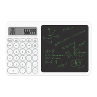 2 in1 Desktop Standing Calculator With LCD Writing Tablet Electronic Calendar Time Temperatures for Math Calculation,  No