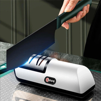 2-Stage Electric Knife Scissors Sharpener Professional Kitchen Sharpening Tool Built-in 2000mAh Battery for Straight-Edg