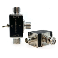 2-Way Manual Coaxial Antenna Switch Adapter Converter for Radio Antenna 1 Input & 2 Outputs Toggle Switch with OFF and G